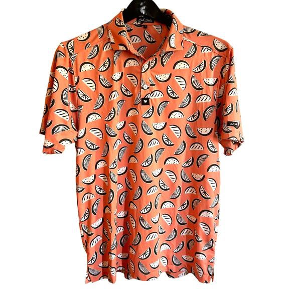 Bad Birdie The Melonator Men's Golf Polo Shirt Fruit Performance Size Large - Picture 1 of 6